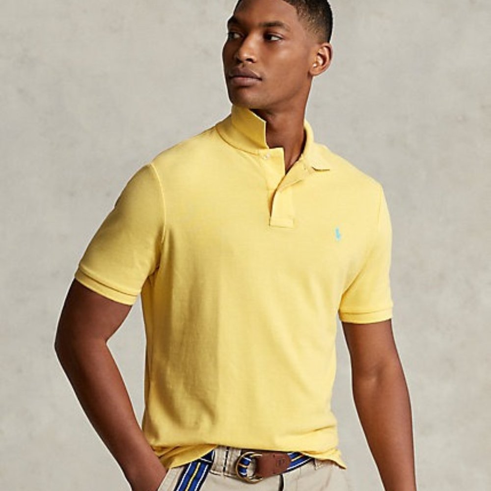 Polo Ralph Lauren YELLOW Mens XL Iconic Polo Shirt Golf Short Sleeve Classic fit